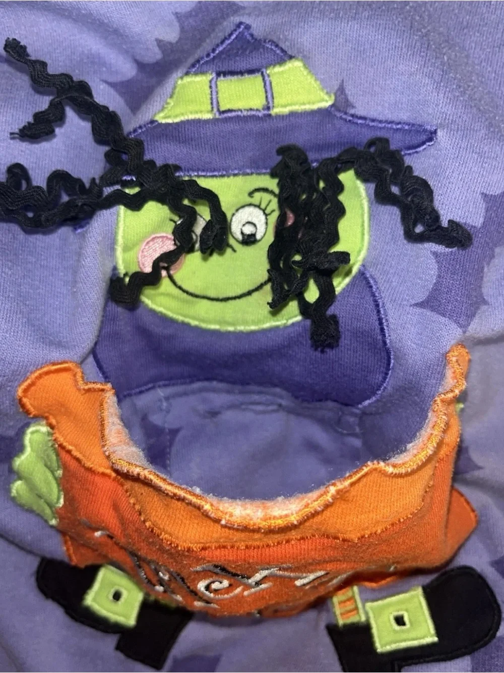 Vintage Girls Halloween Romper Girls 12 Months Purple Witch Y2K 90s Funstuff